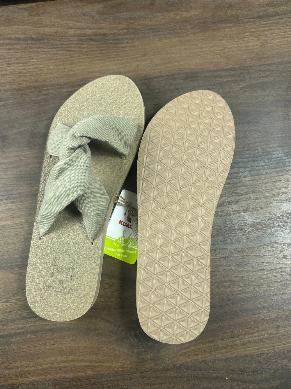 Women's Beige Knotted Slide Sandals